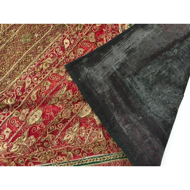 Hand Embroidered Mughal Silk and Metal Threaded Tapestry, India For Sale - Image 9 of 10