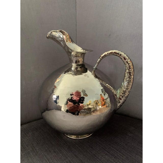 Hammered Italian silver urn pitcher signed Egidio Casagrande - Pitcher perfect, architecturally stunning as a stand alone...