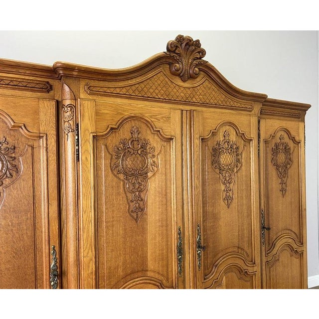 Vintage French Louis XVI Style Wardrobe in Oak For Sale - Image 6 of 18