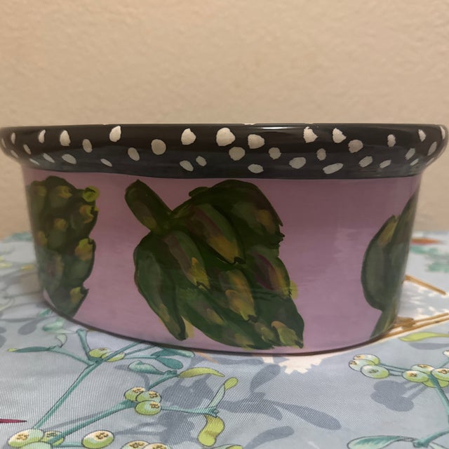 A charming vintage whimsical ceramic serving bowl from the celebrated American studio Droll Designs. This highly...