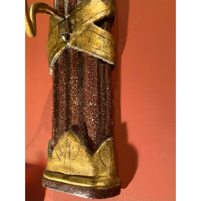 Gold Large Tuscan Empire Giltwood and Faux Porphyry Wall Sconces, Set of 2 For Sale - Image 8 of 15