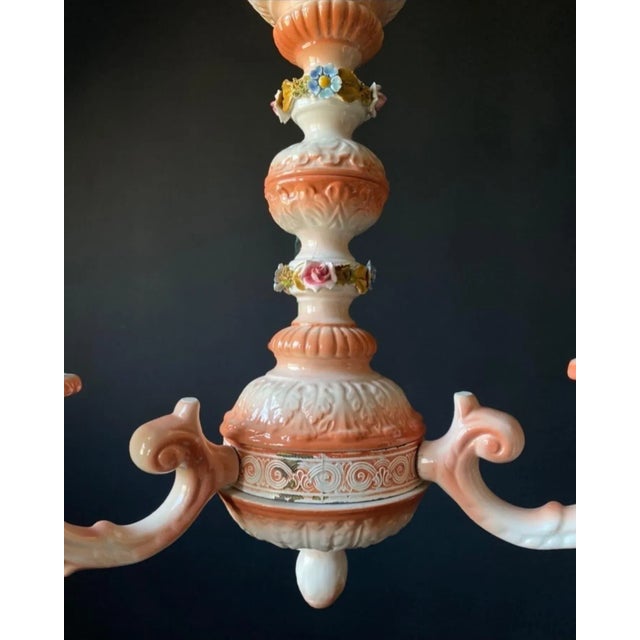 1960s Vintage Italian Ceramic Chandelier, 1960s For Sale - Image 5 of 9