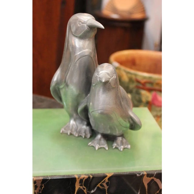 Art Deco Art Deco Cast Aluminum Sculpture on Marble For Sale - Image 3 of 6