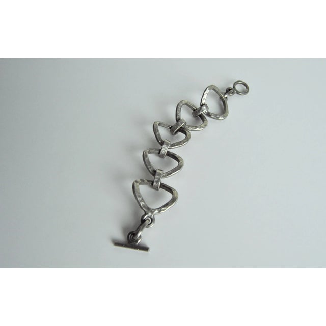 Danish modernist vintage pewter bracelet. The bracelet features a Nordic minimalistic and brutalist design. Marked, but...