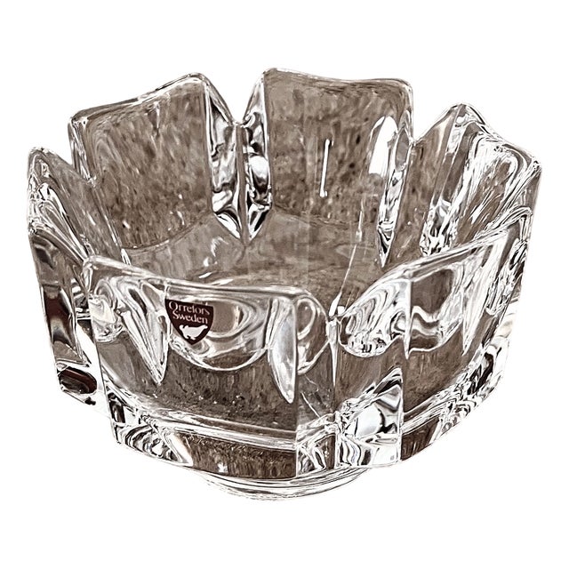Corona Bowl in Crystal by Lars Hellsten for Orrefors, Sweden, 1970s For Sale