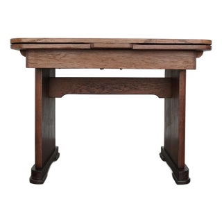 Antique Tiger Oak Draw-Leaf Dining Table For Sale