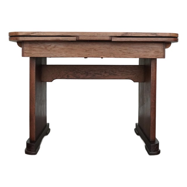 Antique Tiger Oak Draw-Leaf Dining Table For Sale