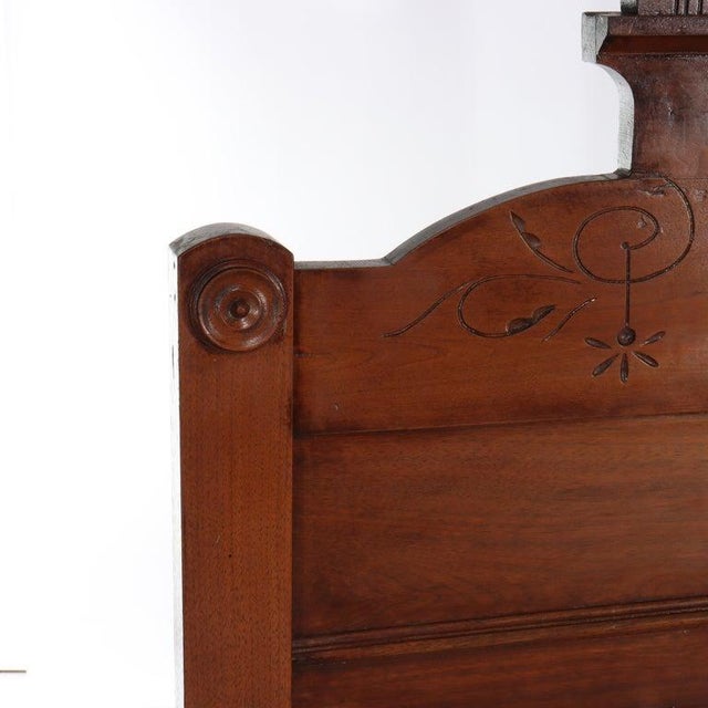 Brown Antique Eastlake Chip Carved Walnut Full Size Bed C1900 For Sale - Image 8 of 17