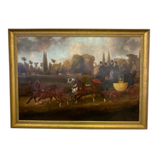 19th Century Oil Painting English Stage Coach For Sale