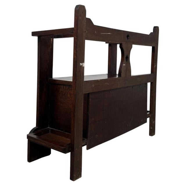 Antique Early 20th Century English Oak Hall Seat For Sale - Image 10 of 12