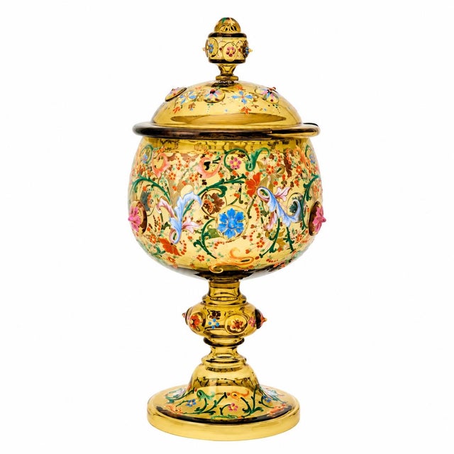 This exquisite ten-piece enameled glass punch service was created by the celebrated Bohemian glassmaker Moser during the...