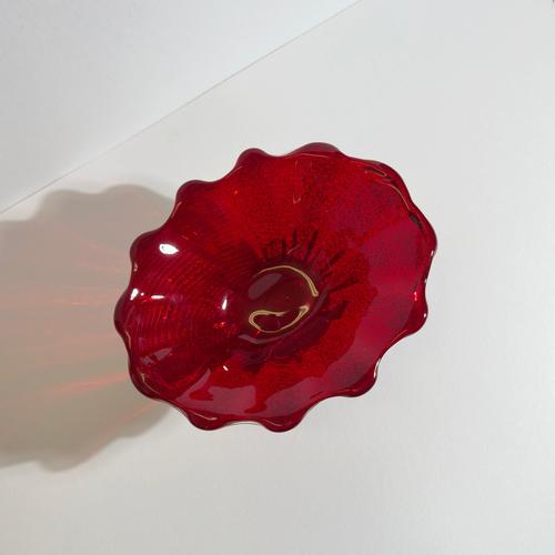 1960s Cordonato Doro Red Gold Murano Glass Bowl from Barovier & Toso, Italy, 1960s For Sale - Image 5 of 10