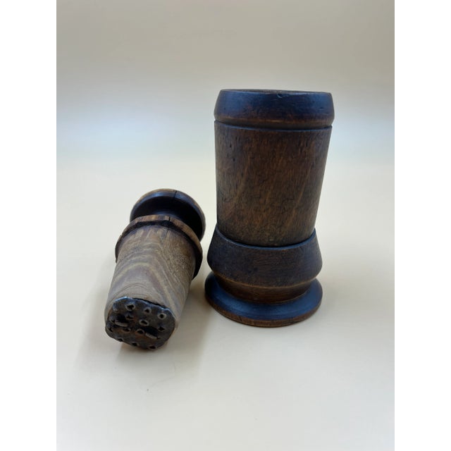 Antique mid 19th Century Swedish Mortar & Pestle. Really a museum piece. Two-Piece - Wood - nicely carved with a beautiful...