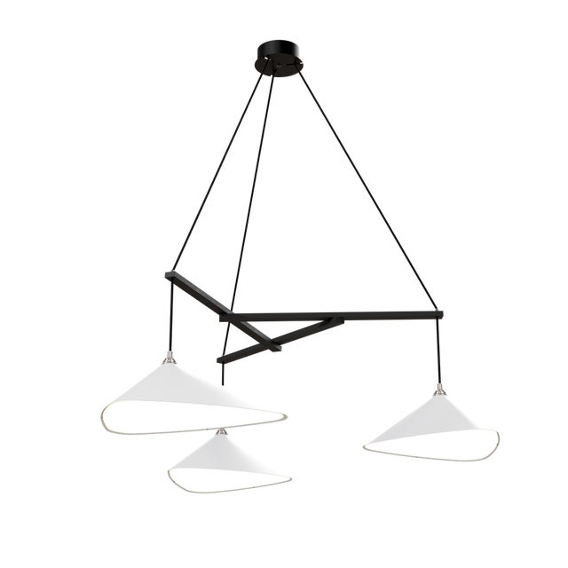 Mid-Century Modern Emily Group of Three Pendant Light in White Semi-Matte by Daniel Becker for Moss Objects For Sale - Image 3 of 9