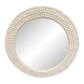 Andrianna Shamaris Round White Shell Mirror For Sale