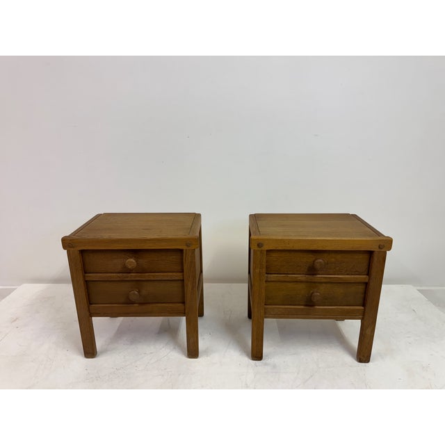 Brutalist Brutalist Bedside Tables in Oak, 1970s, Set of 2 For Sale - Image 3 of 18