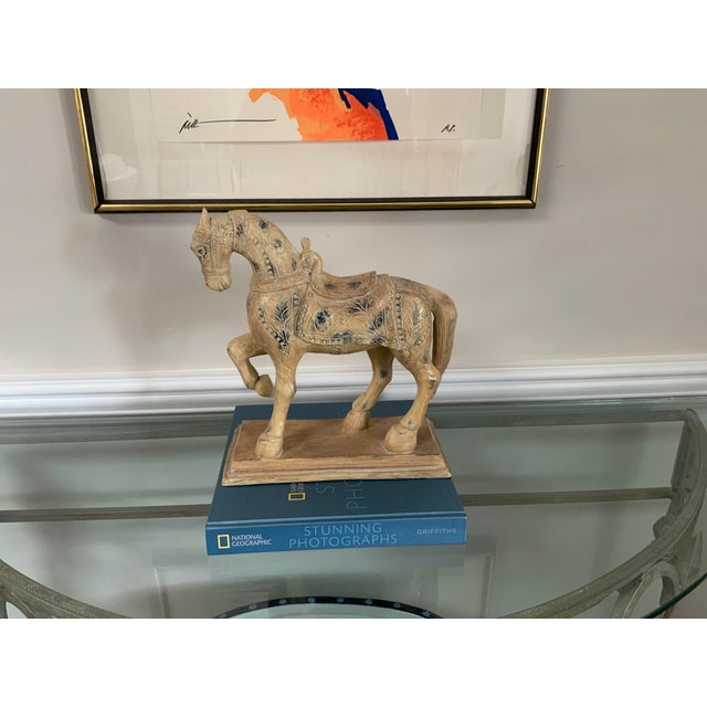 Vintage Wooden Warrior Horse Statue For Sale - Image 12 of 12