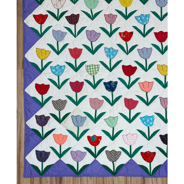 Vintage Tulip Motif Quilts, a Pair For Sale - Image 10 of 15