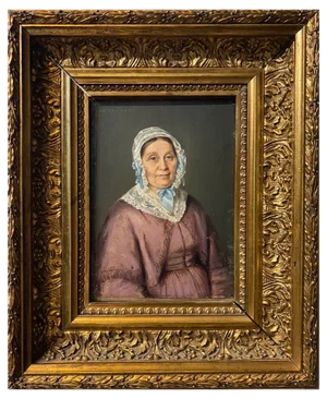 Julie Sandoz, Portrait, Oil on Cardboard, 1850, Framed