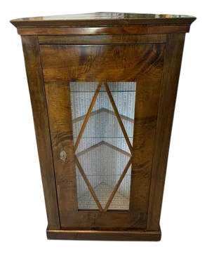 Biedermeier Corner Display Cabinet Bookcase in Walnut, 1992