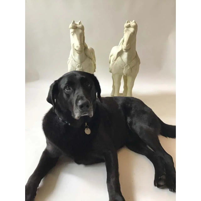 Carved Marble Asian Horses - a Pair For Sale - Image 9 of 13