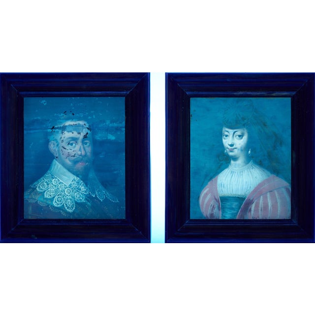 Pr. 17th C. European Pendant Portraits, Gustavus Adolphus & Maria Eleonora For Sale - Image 12 of 12