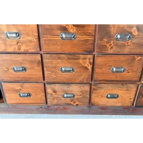 Ironmongers Shop Counter Drawers Circa 1910s - Solid pine with original cast iron handles - The top has been given several...