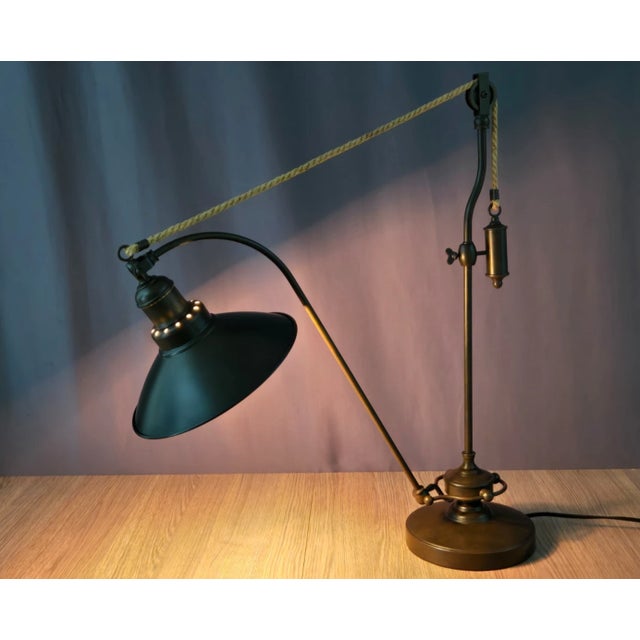 2010s Pottery Barn Glendale Task Pulley Industrial Table Lamp For Sale - Image 5 of 16