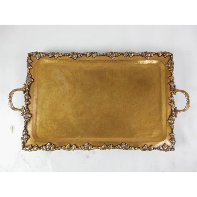 Large Footed Brass Service Tray for Bar or Table For Sale - Image 10 of 10