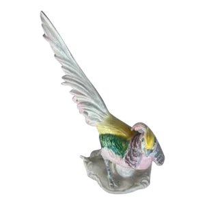 Vintage Crown Staffordshire Hand-Painted Porcelain Chinese Pheasant Bird Figure. Designed and Modeled by J.T. Jones