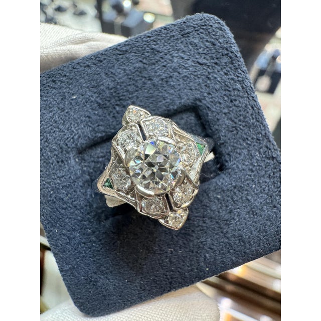 1930s 1930s Vintage Art Deco 1 CTTW Old Euro Cut Diamond Ring in Platinum 900, Size 6 For Sale - Image 5 of 6
