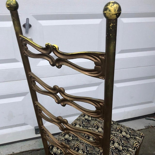 1970s Pair of Italian Gilded Gold Chairs With Zebra Print Cushions For Sale - Image 11 of 11