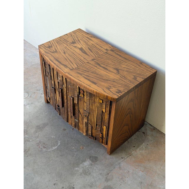 Brown Mid 20th Century Lane Pueblo Brutalist Cabinet in Oak Wooden Storage For Sale - Image 8 of 10