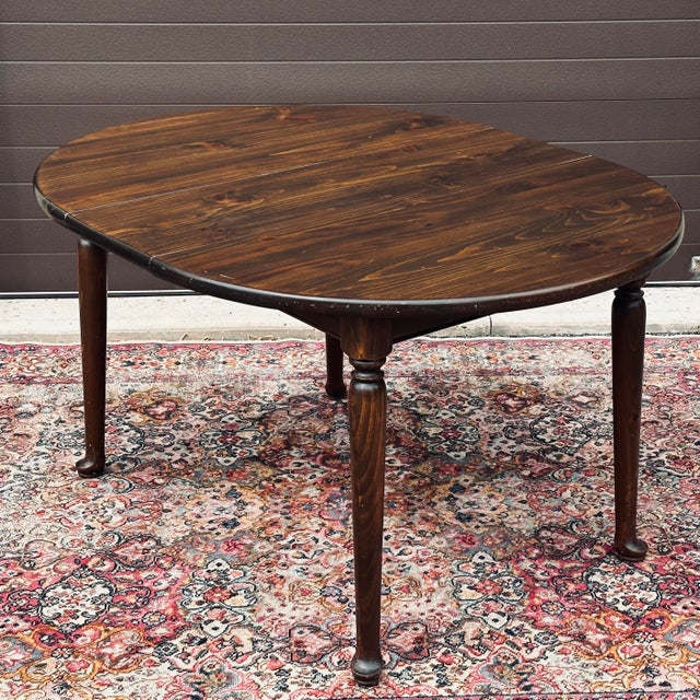 Vintage Ethan Allen Old Tavern Antiqued Pine 42" Round Oval Extension Dining Table 12-6023 ...