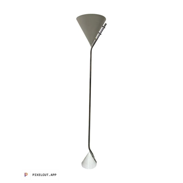 1950's Mid Century Modern White and Chrome Floor Lamp Torchiere For Sale In Los Angeles - Image 6 of 6