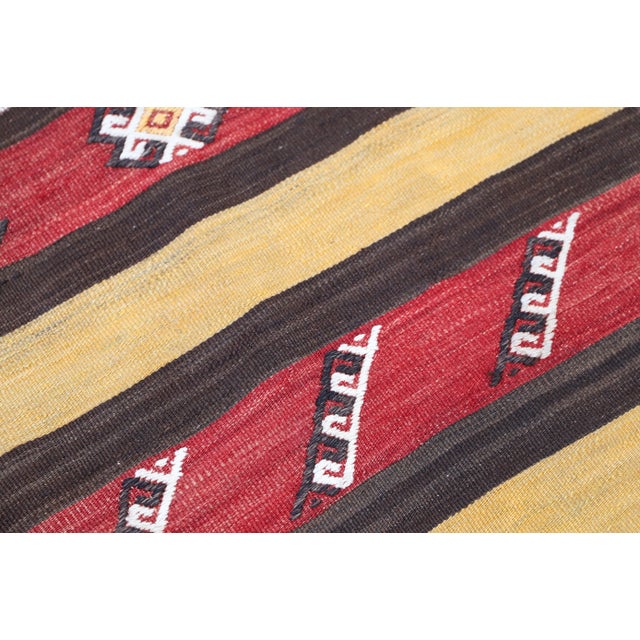 1980s 1980s Primitive Anatolian Hand Knotted Striped Turkish Kilim Rug For Sale - Image 5 of 11