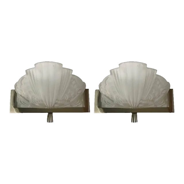 Early 20th Century French Art Deco Sconces by Georges Leleu - a Pair For Sale