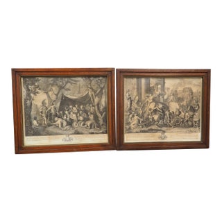 Pair of Framed 18th Century Alexander the Great Lithographs From France For Sale