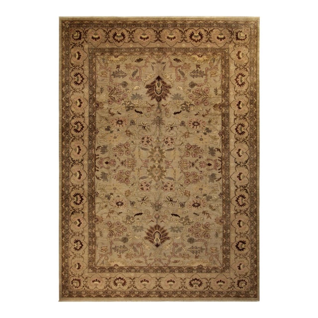 1990s Boho Chic Kafkaz Lt. Gray/Lt. Brown Wool Rug -10'0 X 13'10 For Sale