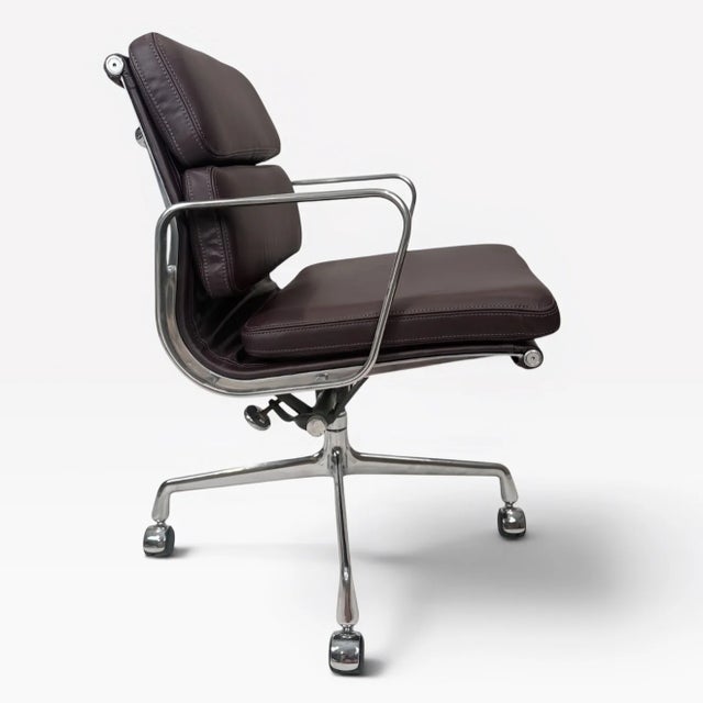 Herman Miller Eames for Herman Miller Soft Pad Management Chair - Dark Burgundy Leather For Sale - Image 4 of 9