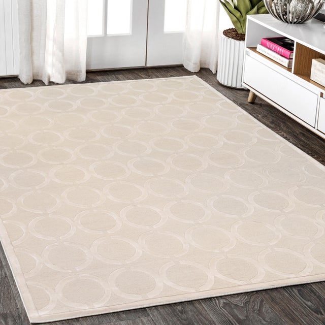 1940s Edgy Hand-Tufted Ivory Area Rug- 8' 9'' X 11' 9'' For Sale - Image 5 of 5