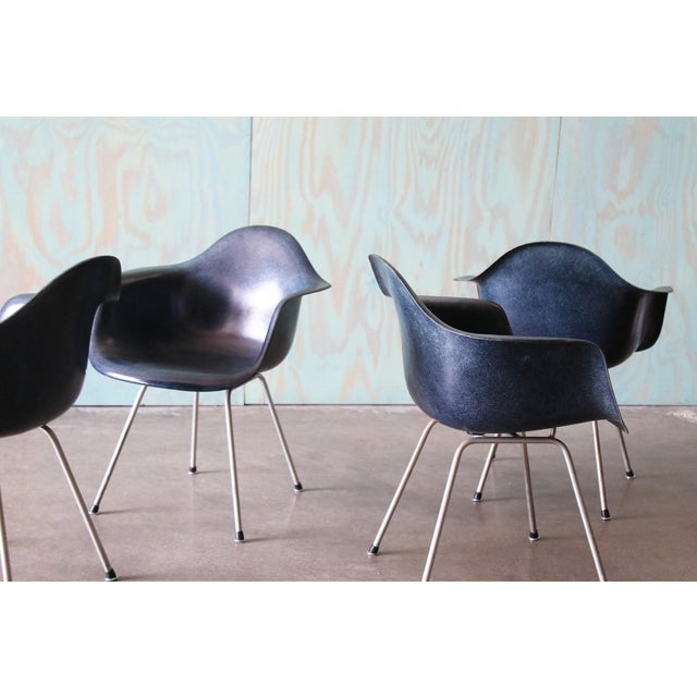1960s Set of 4 Navy Blue Fiberglass Eames Shell Armchairs for Herman MIller C. 1960s For Sale - Image 5 of 16