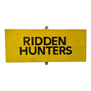 Vintage Hand Painted Wooden Ridden Hunters Horse Show Sign From England - Circa 1950 For Sale