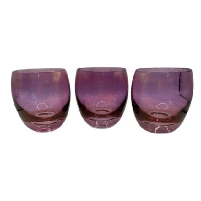 Vintage Polish Amethyst Roly Poly Glasses - Set of 3 For Sale - Image 9 of 10