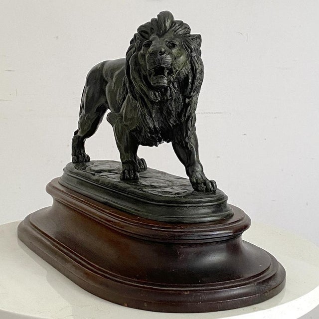 Delabrierre, Sculpture of a Walking Lion, 1800s, Bronze For Sale - Image 3 of 11