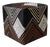 Handmade Chevron Cowhide Leather Ottoman Pouf 18x18x18 in Graphic Statement For Sale