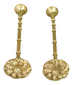 Large Second Empire French Brass Curtain Tie-Backs, Set of 2