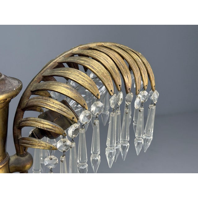 Maison Jansen Style, Palm Leaf Chandelier, Gilt Bronze, Crystal, France, 1940s For Sale - Image 10 of 18