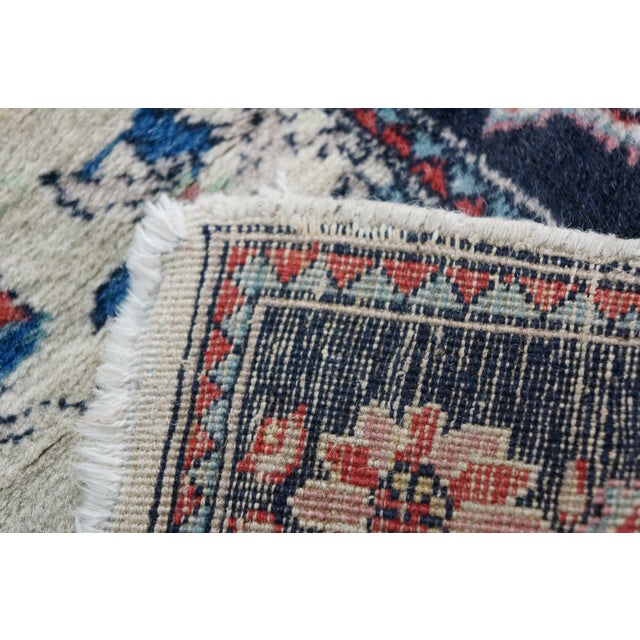 Vintage Hand-Knotted Oriental Floral Wool Area Rug Ivory Cream Midnight 3x5 For Sale - Image 10 of 12