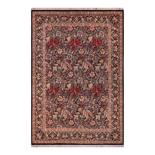 Botanical Gulshan Ayub Pak-Persian Black/Black Wool Rug - 9'0'' X 12'2'' For Sale